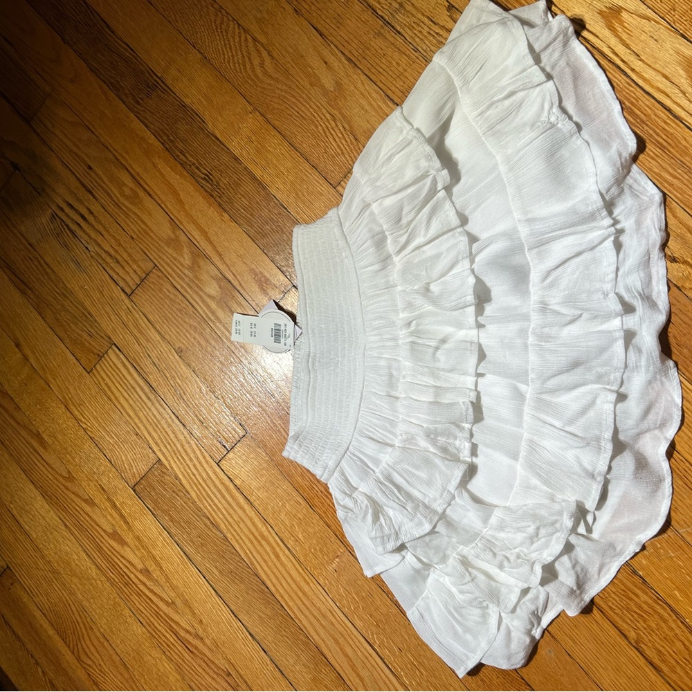 White Mini Skirt with Ruffled Tiers - Picture 5 of 5